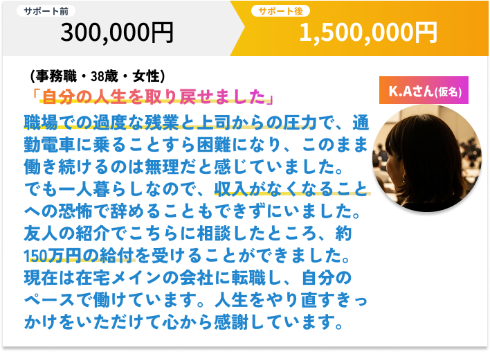 お客様の声3 - N.Aさん（仮名）300,000円→1,500,000円